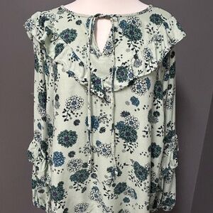 Sonoma Womens Blouse Mint Green Blue Floral Peasant Boho Purple Ruffle Sz 1X